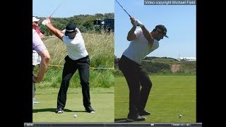 Jon Rahm golf swing  Long Iron faceon amp downtheline July 2017 [upl. by Aracahs]