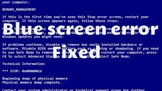 how to fix blue screen errorblue screen management error windows 78 [upl. by Ketty]