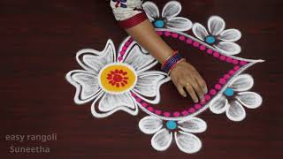 New year 2021 rangoli kolam designs by easy rangoli Suneetha  New year muggulu [upl. by Otreblada]