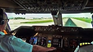 Boeing 747 Cockpit View  TakeOff from Miami Intl MIA [upl. by Radnaxela]