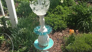 Beautiful glass homemade birdbath [upl. by Peednama]