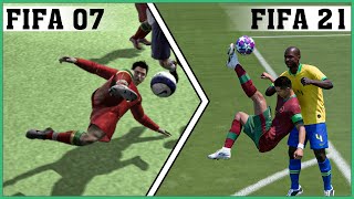 CRISTIANO RONALDO bicycle kick evolution FIFA 07  FIFA 21 [upl. by Napas]