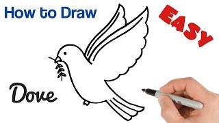 How to Draw a Dove with Olive Branch  Pigeon Drawing Easy Art Tutorial [upl. by Ettenyar842]