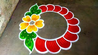 New year freehand rangoli designs2024 new year beautiful rangoli new year muggulu Amazingrangoli [upl. by Eilatan860]