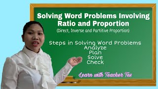 SOLVING WORD PROBLEMS INVOLVING RATIO AND PROPORTION [upl. by Eiramana]