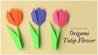 Origami Tulip Flower Tutorial Step by Step [upl. by Adnarom]