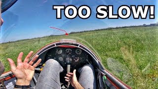 K8 Glider Launch Failure  Landing Ahead  GoPro Cockpit View  Winch Launch  Aborted Takeoff [upl. by Riedel878]