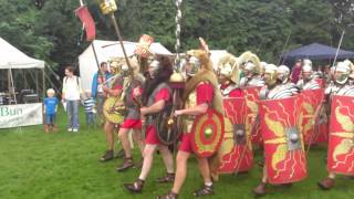 Roman Reenactment at the Amphitheatre in Caerleon Marching In [upl. by Eecal]