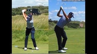 Justin Thomas golf swing  Long Iron faceon amp downtheline July 2017 [upl. by Eulalee]