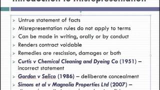 Misrepresentation Lecture 1 of 4 [upl. by Islaen309]