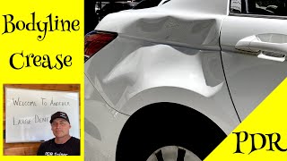 Removing Large Bodyline Crease Dent with PDR  TIPS amp Techniques [upl. by Richey]