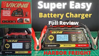 Viking Battery Charger  Full Review  Harbor Freight  Super Easy to Use [upl. by Llyrad]