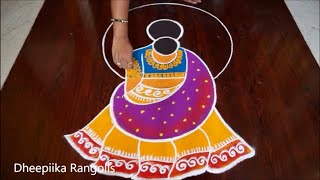 New Year 2023 Special Beautiful Freehand Rangoli Design  Sankranthi Muggulu Maragazhi kolangal [upl. by Llewon]