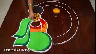 New Year Special Freehand Muggulu  Happy New Year Rangoli 2023Sankranthi Muggulu [upl. by Caves]