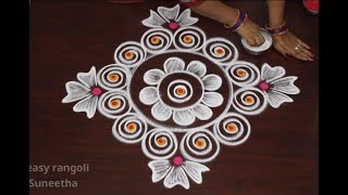 New Year 2021 kolam designs  Easy n Simple rangoli by Suneetha  Sankranthi amp Pongal muggulu [upl. by Nosremaj]