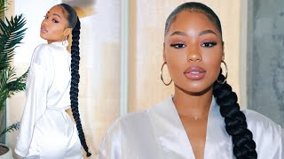 JUMBO BRAID PONYTAIL USING BRAIDING HAIR  how to [upl. by Efi280]