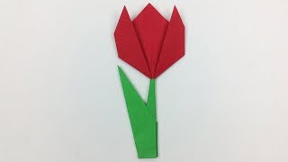 Easy Origami Paper Tulip 🌷 Flower Tutorial  How to Make Origami Paper Flowers 🌷  Easy Crafts DIY [upl. by Rustie]