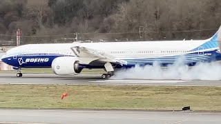 Boeing 777X performing a rejected takeoff test [upl. by Nevsa]